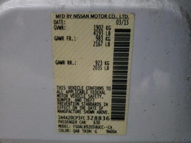 1N4AZ0CP3FC328836 - 2015 NISSAN LEAF S WHITE photo 10