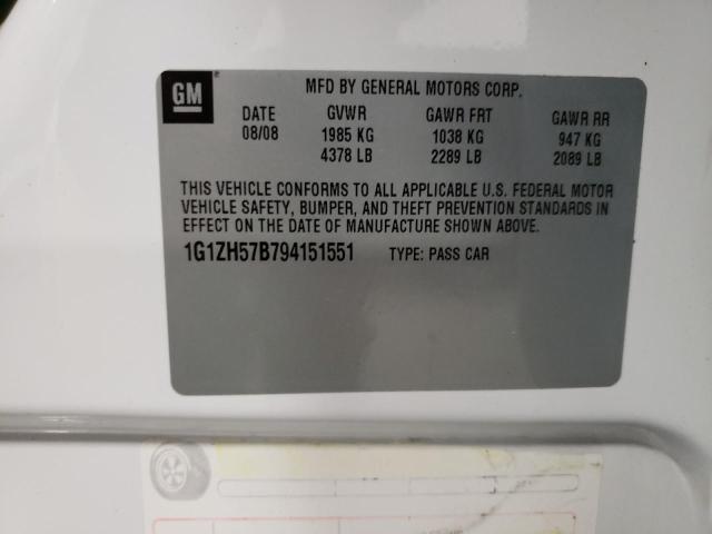 1G1ZH57B794151551 - 2009 CHEVROLET MALIBU 1LT თეთრი ფოტო 10