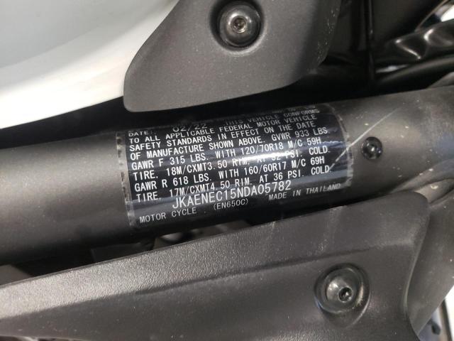 JKAENEC15NDA05782 - 2022 KAWASAKI EN650 C WHITE photo 10