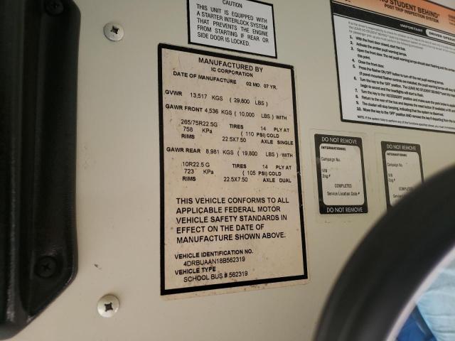 4DRBUAAN18B562319 - 2008 IC CORPORATION 3000 YELLOW photo 10