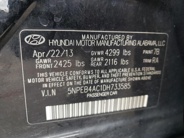 5NPEB4AC1DH733585 - 2013 HYUNDAI SONATA GLS BLACK photo 10