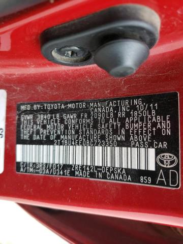 2T1BU4EE0BC723350 - 2011 TOYOTA COROLLA BASE  photo 10