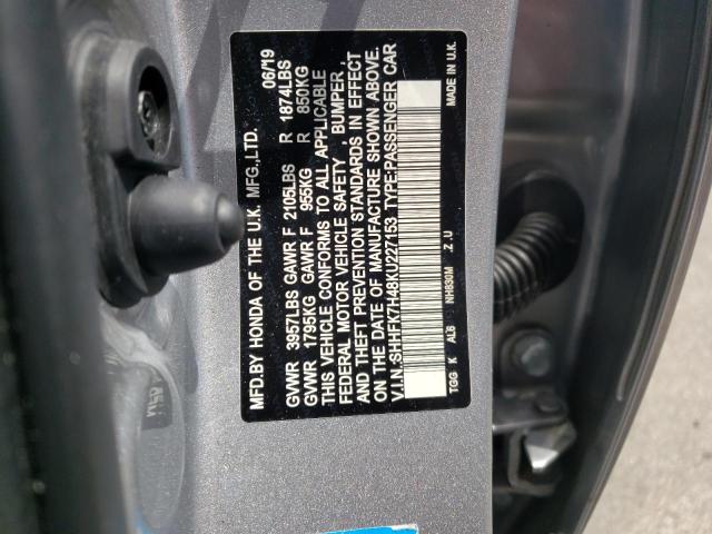 SHHFK7H48KU227153 - 2019 HONDA CIVIC SPOR SILVER photo 10