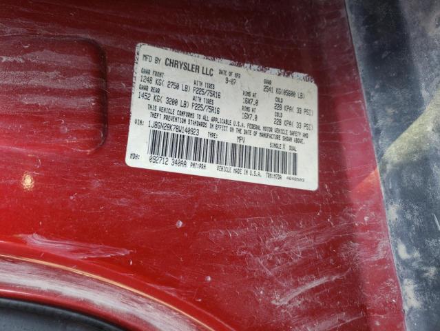 1J8GN28K78W140923 - 2008 JEEP LIBERTY SP RED photo 10