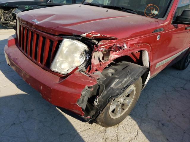 1J8GN28K78W140923 - 2008 JEEP LIBERTY SP RED photo 9