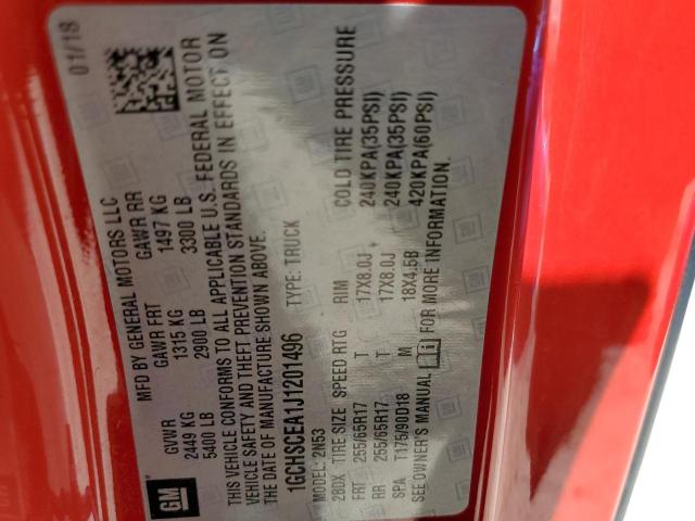 1GCHSCEA1J1201496 - 2018 CHEVROLET COLORADO L RED photo 10