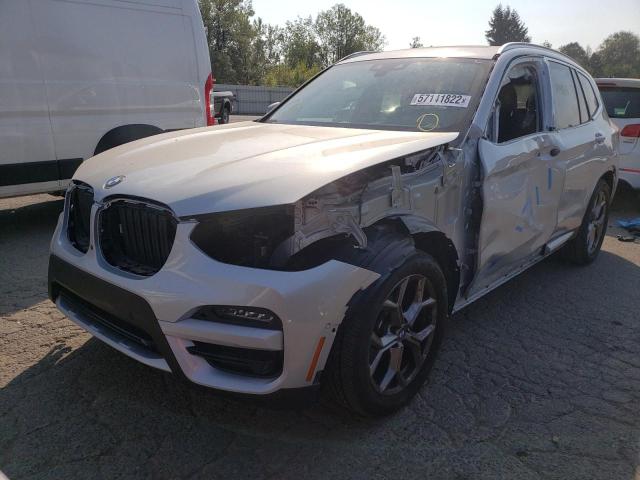 5UXTY5C01M9E74590 - 2021 BMW X3 XDRIVE3 SILVER photo 2