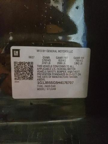 1G1JB5SG5H4176707 - 2017 CHEVROLET SONIC LS BLACK photo 10