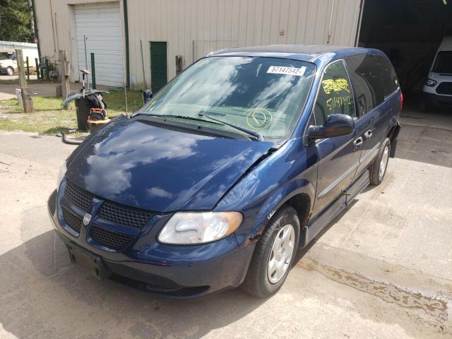 1D4GP24353B198385 - 2003 DODGE CARAVAN BLUE photo 2