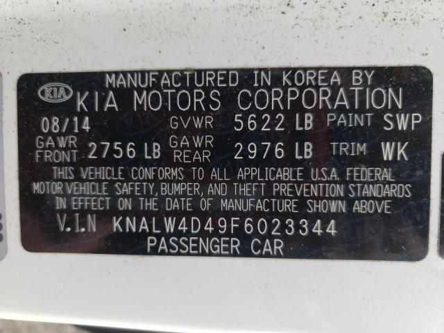 KNALW4D49F6023344 - 2015 KIA K900 WHITE photo 10