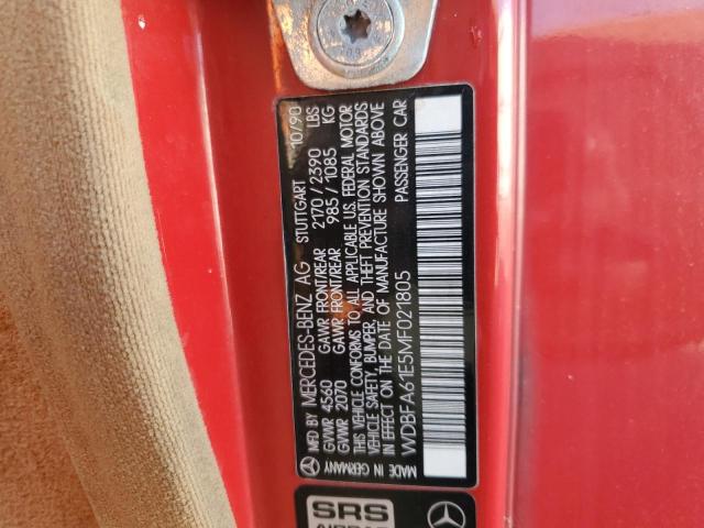 WDBFA61E5MF021805 - 1991 MERCEDES-BENZ 300 SL RED photo 10