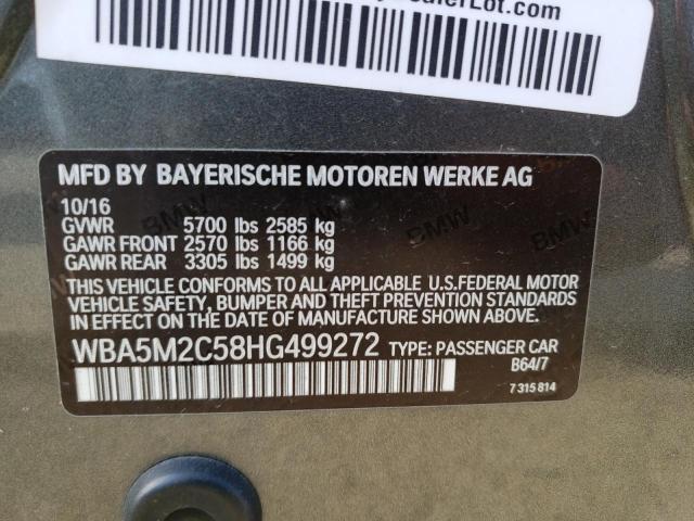 WBA5M2C58HG499272 - 2017 BMW 535 IGT GRAY photo 10