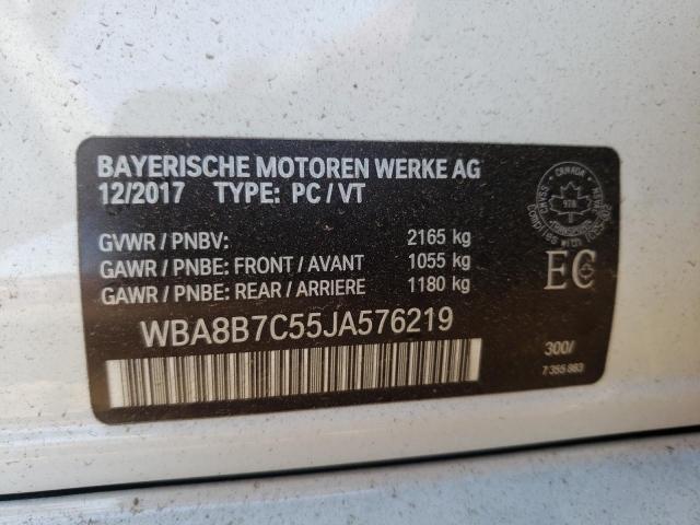 WBA8B7C55JA576219 - 2018 BMW 340 XI WHITE photo 10