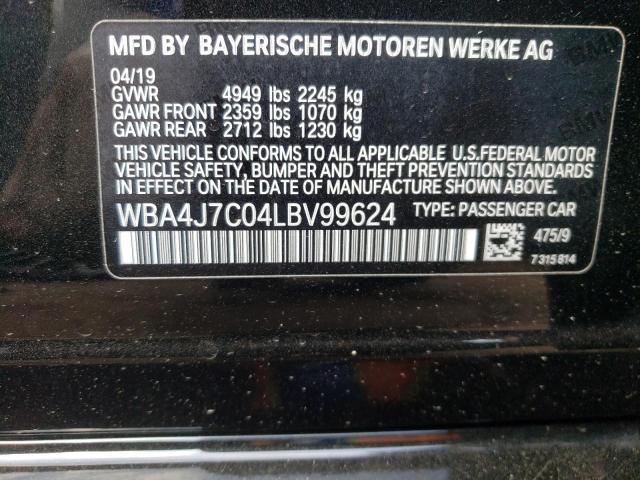 WBA4J7C04LBV99624 - 2020 BMW 440XI GRAN BLACK photo 10