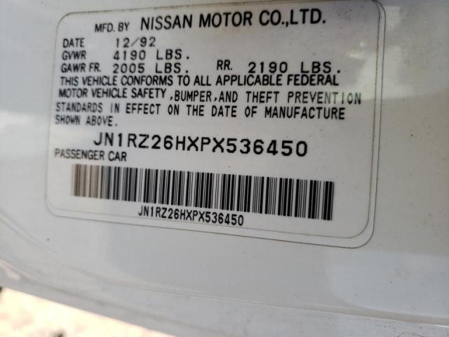 JN1RZ26HXPX536450 - 1993 NISSAN 300ZX 2+2 WHITE photo 10