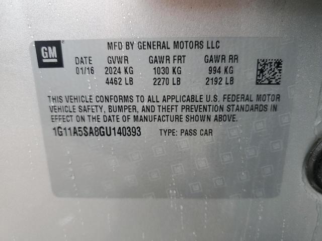 1G11A5SA8GU140393 - 2016 CHEVROLET MALIBU LIM 银色 照片 10