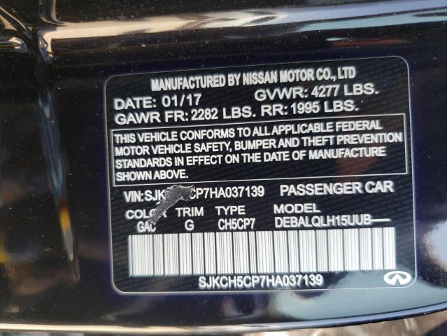 SJKCH5CP7HA037139 - 2017 INFINITI QX30 BASE BLACK photo 10