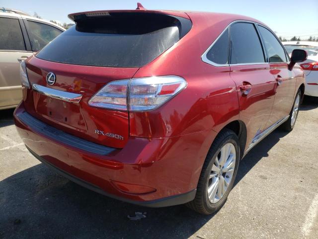 JTJZB1BA8C2407728 - 2012 LEXUS RX 450 RED photo 4