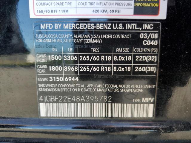 4JGBF22E48A395782 - 2008 MERCEDES-BENZ GL 320 CDI BLACK photo 10