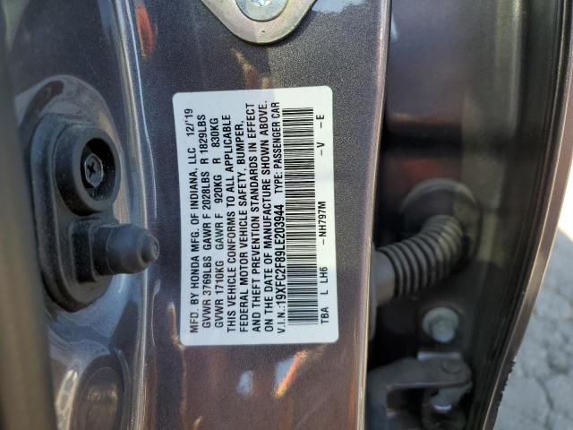 19XFC2F89LE203944 - 2020 HONDA CIVIC SPOR CHARCOAL photo 10