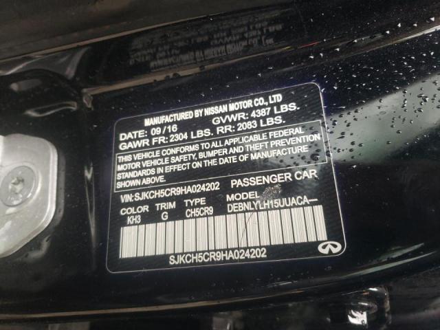 SJKCH5CR9HA024202 - 2017 INFINITI QX30 BASE BLACK photo 10