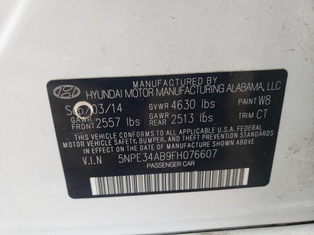 5NPE34AB9FH076607 - 2015 HYUNDAI SONATA SPO WHITE photo 10