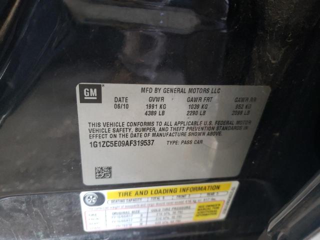 1G1ZC5E09AF319537 - 2010 CHEVROLET MALIBU 1LT შავი ფოტო 10