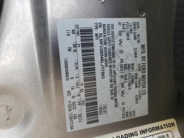 5LMFU28548LJ17593 - 2008 LINCOLN NAVIGATOR ნაცრისფერი ფოტო 10