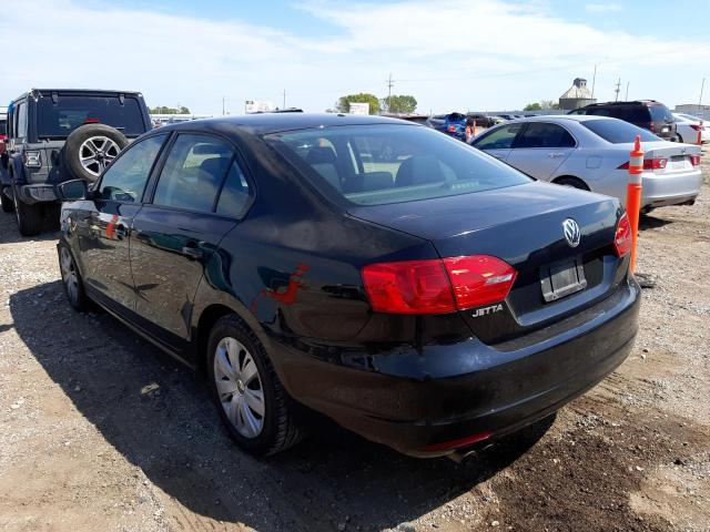 3VW2K7AJ6CM355028 - 2012 VOLKSWAGEN JETTA BASE BLACK photo 3