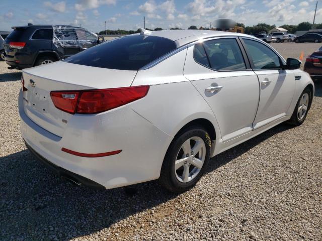 KNAGM4A78E5453148 - 2014 KIA OPTIMA WHITE photo 4