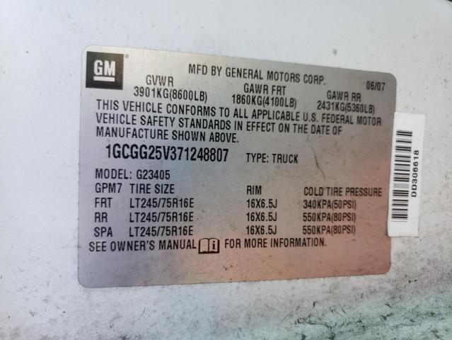 1GCGG25V371248807 - 2007 CHEVROLET EXPRESS GREEN photo 10