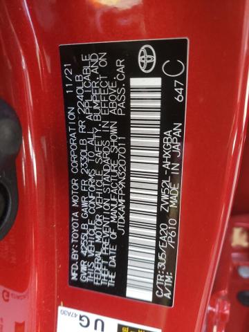 JTDKAMFP9N3207011 - 2022 TOYOTA PRIUS PRIM 红色 照片 10