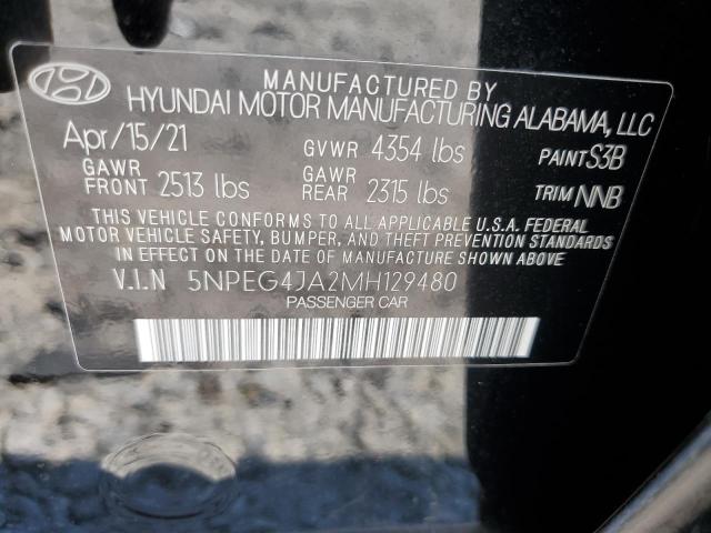 5NPEG4JA2MH129480 - 2021 HYUNDAI SONATA SE BLACK photo 10