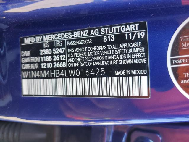 W1N4M4HB4LW016425 - 2020 MERCEDES-BENZ GLB 250 4M BLUE photo 10