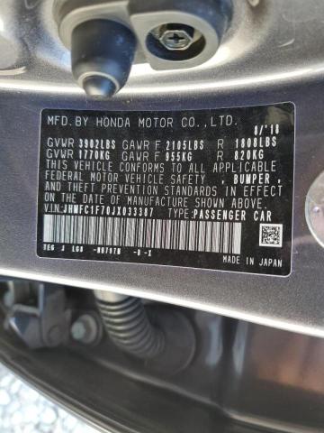 JHMFC1F70JX033387 - 2018 HONDA CIVIC EXL Boz foto 10