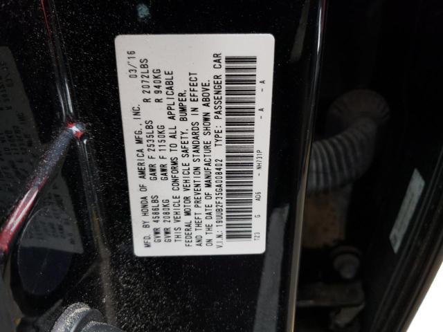 19UUB2F35GA008402 - 2016 ACURA TLX BLACK photo 10