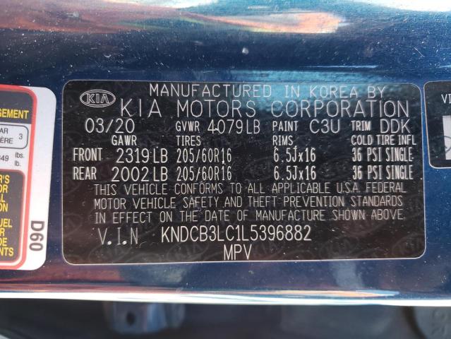 KNDCB3LC1L5396882 - 2020 KIA NIRO LX BLUE photo 10