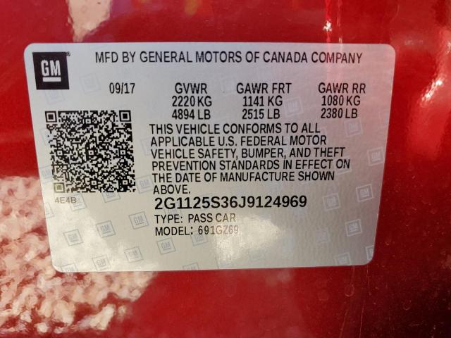 2G1125S36J9124969 - 2018 CHEVROLET IMPALA PRE RED photo 10