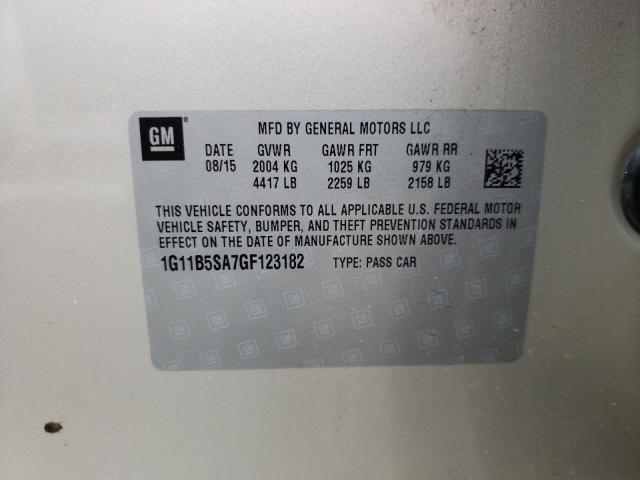 1G11B5SA7GF123182 - 2016 CHEVROLET MALIBU LIM 金色 照片 10