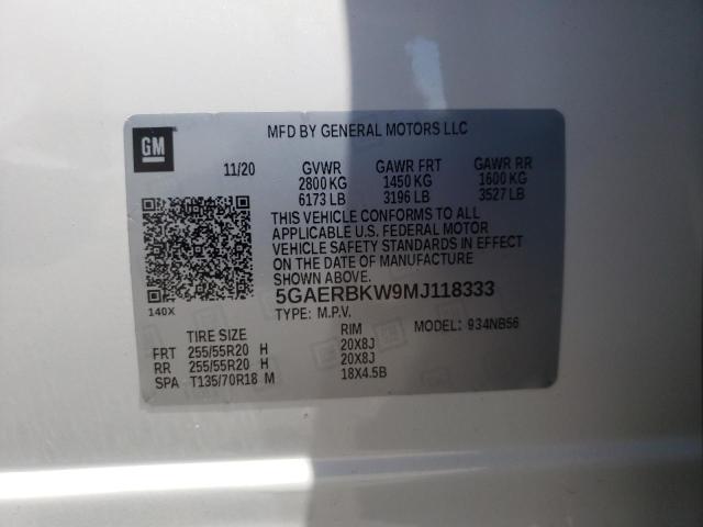 5GAERBKW9MJ118333 - 2021 BUICK ENCLAVE ES WHITE photo 10