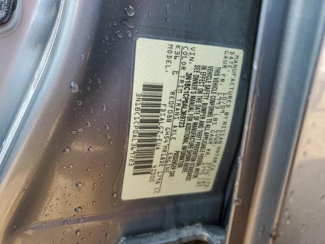 3N1BC1CP0AL369723 - 2010 NISSAN VERSA S GRAY photo 10