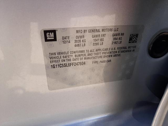 1G11C5SL6FF247604 - 2015 CHEVROLET MALIBU 1LT ნაცრისფერი ფოტო 10