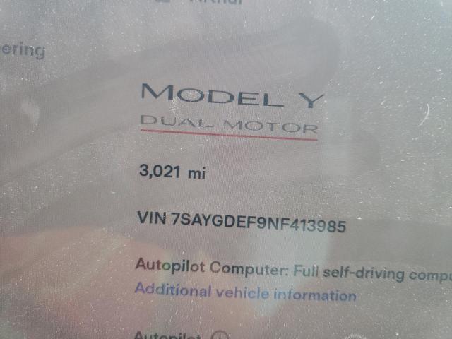 7SAYGDEF9NF413985 - 2022 TESLA MODEL Y أحمر صورة 8