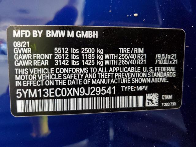 5YM13EC0XN9J29541 - 2022 BMW X3 M BLUE photo 10