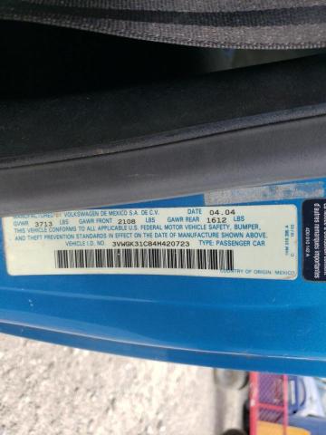 3VWGK31C84M420723 - 2004 VOLKSWAGEN NEW BEETLE 蓝色 照片 10