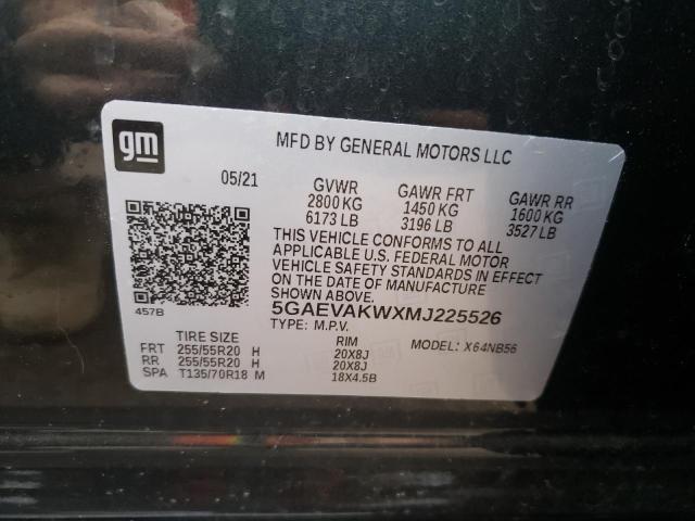5GAEVAKWXMJ225526 - 2021 BUICK ENCLAVE ES GRAY photo 10