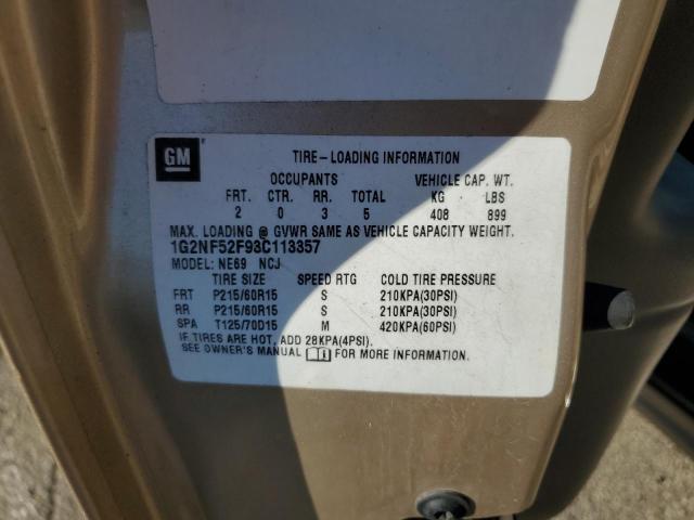 1G2NF52F93C113357 - 2003 PONTIAC GRAND AM S GOLD photo 10