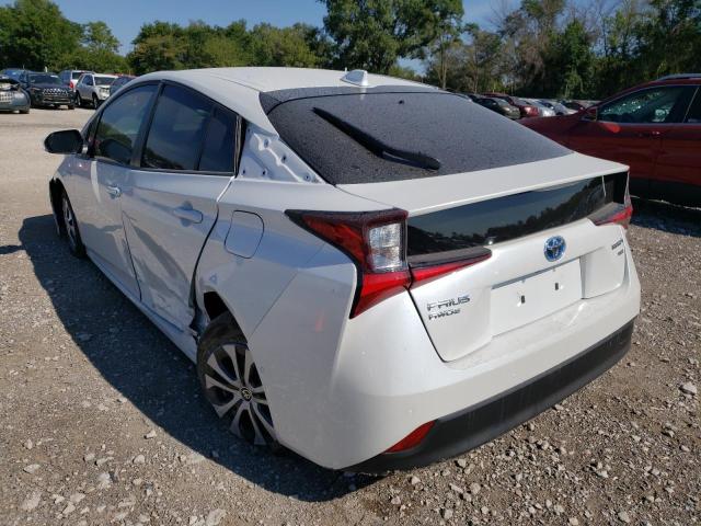 JTDL9MFU2M3029167 - 2021 TOYOTA PRIUS LE WHITE photo 3