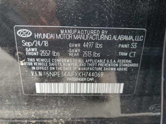 5NPE34AFXKH744069 - 2019 HYUNDAI SONATA LIM BLACK photo 10