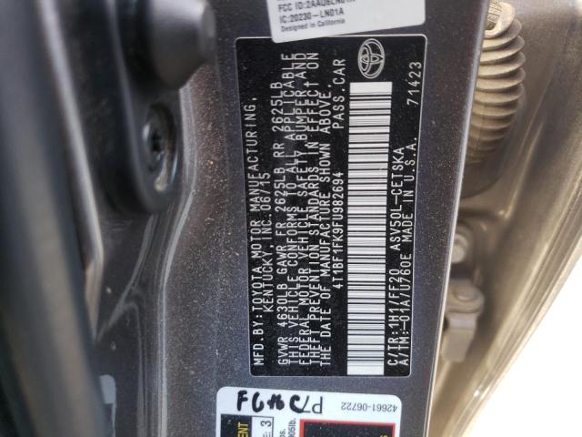 4T1BF1FK9FU982694 - 2015 TOYOTA CAMRY LE GRAY photo 10
